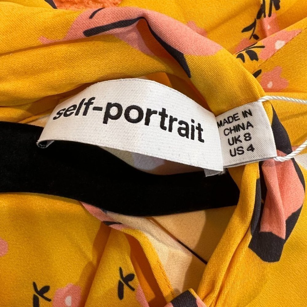 Self-Portrait Floral Print Twist Neck Long Sleeve Maxi Dress In Yellow $485 - Picture 7 of 16